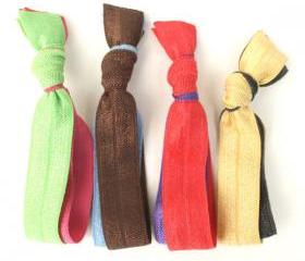 Double Hair Elastics (4) - Hair Tie Bracelets - Emi Jay Inspired Ribbon Hair Bands - Knotted Hair Ties - Stretchy Ponytail 