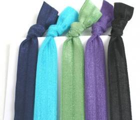 Elastic Hair Ties - Yoga Hair Bands (5) - Ribbon Hair Ties - No Tug Hair Ties - No Crease Pony Tail - Fabric Bracelet 