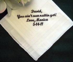 Personalized Wedding Handkerchief from the Bride to the Groom with Gift Box 77S
