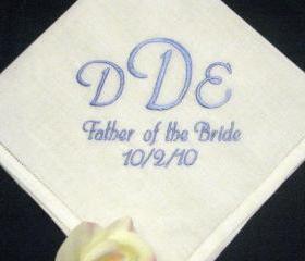 Mens Monogrammed Linen Wedding Handkerchief