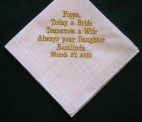 Personalized Wedding Gift - Wedding handkerchiefs for Papa with gold thread.with Gift Box 63B