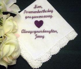 Personalized Wedding Gift -- Wedding handkerchief for Mother of the Bride with Gift Box 95S
