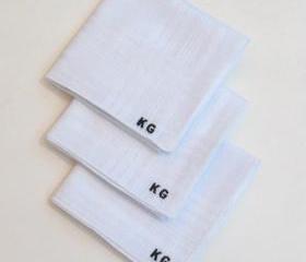 Monogrammed embroidered mens hankies with Gift Box