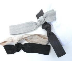 Hair Tie Set (5) - Yoga Hair Tie Ponytail - Elastic Hair Tie Fabric Bracelet - Hair Band - Emi Jay & Anthropologie Inspired Hair Ties 