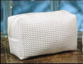 Monogrammed waffle weave cosmetic bag