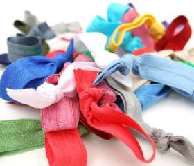 Ribbon Hair Tie Grab Bag (10) - Elastic No Tug Hair Ties - Knotted Hair Tie, Bracelet - Emi Jay Inspired Hair Bands, Ponytail Elastics 