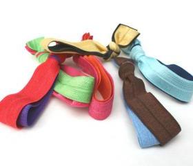 Double Elastic Hair Ties (6) - No Crease Hair Tie - Emi Jay Inspired Ribbon Hair Ties - Soft Hair Accessories - Knotted Hair Ties, Bracelet 