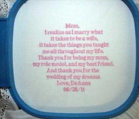 Personalized Wedding Handkerchief from the Bride to her Mother 113B