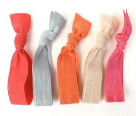 Emi Jay Inspired Hair Ties (5) - Elastic Hair Bands - Fabric Hair Ties - No Snag Hair Ties - Athletic Hair Ties - Preppy Ribbon Hair Ties 