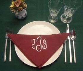 12 Monogrammed dinner napkins