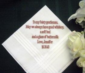 Personalized Wedding Gift - Wedding Handkerchief from Bride to Groom with Gift Box 3B