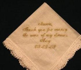 Wedding Hanky with Gold Metalic Thread style number 2