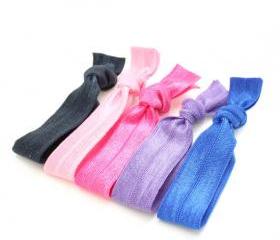 No Dent Hair Ties (5) - Yoga Hair Tie Ponytail - Elastic Ribbon Hair Ties - Emi Jay Like Knotted Fabric Hair Ties - Teen Hair Accessories 