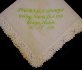 Personalized Wedding Gift - Wedding handkerchief for Mother of the Groom with Gift Box 51S