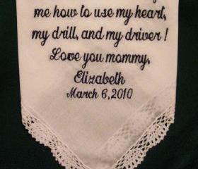 Personalized Wedding Gift - Wedding Handkerchief for Mother of the Bride with Gift Box 23S