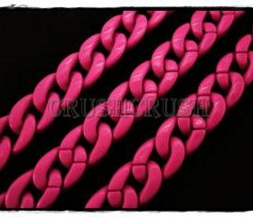Fuchsia Pink Chunky Chain Acrylic Link Necklace Craft Finding 30 inch A79