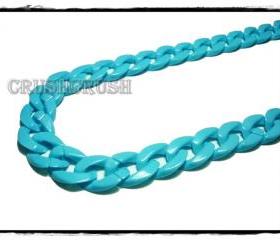  Blue CHUNKY CHAIN Plastic Link Necklace Craft Connector 30 inch A76