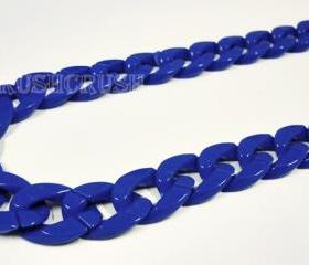  Blue Navy CHUNKY Chain Plastic Link Necklace Craft DIY 30 inch A48