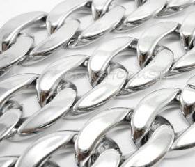  Silver Metallic Chunky CHAINS Necklace Link 25' A61