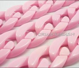GRADE - A -- Sweet Baby Pink CHUNKY Chain Plastic Link Necklace Craft 30 inch A68