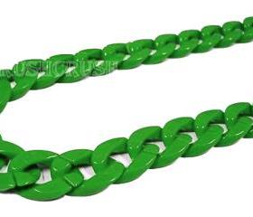  Green Chunky Chain Plastic Link Necklace Craft DIY 30 inches A63
