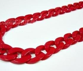  Red CHUNKY Chains Plastic Link Necklace Craft DIY 30 inch A38