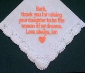 Personalized Wedding Gift - Wedding handkerchief for Mother of the Bride with Gift Box 88B