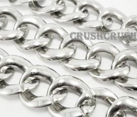  Silver Metallic Chunky Chains Necklace Link 25' (Small Size) A65