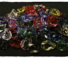  50pcs Acrylic Translucent Chunky Link Chains Mixed Colors Kitsch Party Funky X64