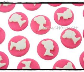  20pcs Resin Shocking Pink Ballerina Bun Ballet Girl Cameo Cabochons Flat back F355