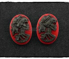  10pcs 13x18mm Black Lolita Skull Skeleton Cameos FLAT BACK Cabochons F455