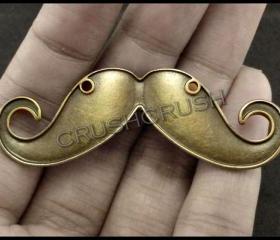  4pcs Big Metal Mustache Pendants CHARMS CONNECTOR Brass PND-389