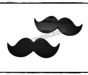  4pcs Acrylic Black Mustache Pendants CHARMS PND-380
