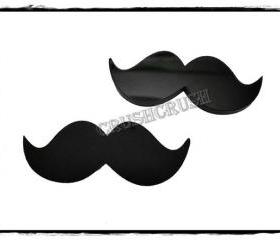  5pcs Acrylic Black Mustache Flat Back Cabochon F544