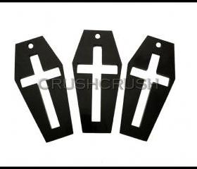  5pcs Black CROSS COFFIN Acrylic Pendants Charms Halloween Vampire PND-387