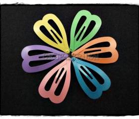  24pcs 47mm Pastel Color HEART Snap Hair Clip C59