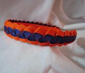 Girls headband in orange and purple