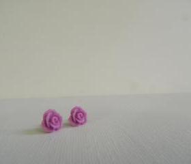 Orchid Rose Cabochon Earrings