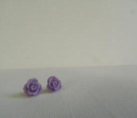 Lavender Rose Cabochon Earrings