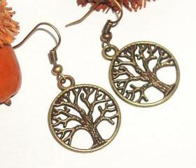 BUY 4 - GET 1 pair earrings FREE..Cute metal tree charm earrings- affordable gift