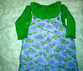 infant girl flannel overalls and matching shirt size 6 to 9 month