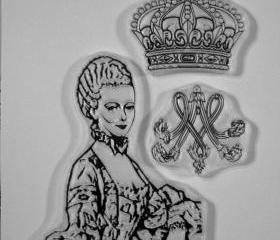 Marie Antoinette clear stamp with crown and monogram