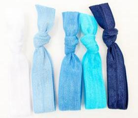 Elastic Hair Ties (5) - Emi Jay Like Stretchy Hair Bands - Preppy Fabric Hair Tie - Girls No Crease Ponytail - Sports Hair Tie 