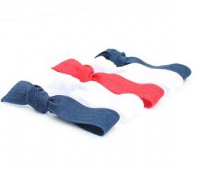 Red, White and Blue Hair Ties (5) - No Tug Hair Ties - Back to School - Elastic Ponytail - College Colors - School Spirit 