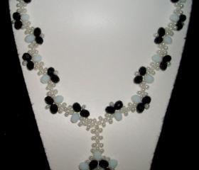Black and white beadwork necklace