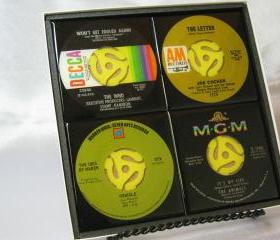 Classic Rock Set, Beautiful 4 pc. Set of Collectible 45 rpm Record Drink Coasters (The Who, Joe Cocker, Ides of March, The Animals)
