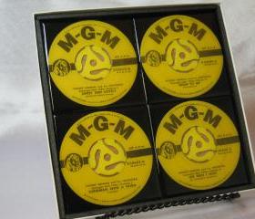 Woody Herman and His Orchestra, Beautiful 4 pc. Set of Collectible 45 rpm Record Drink Coasters