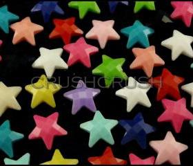  50pcs 8mm Mixed Color Faceted Star Flatback Cabochons Scrapbooking F615