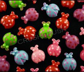  50pcs Resin LADYBUGS Flat back Cabochon Assort Color F613