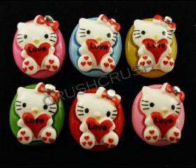  15pcs Hello Kitty Cats Bow Flat back Cabochons F612